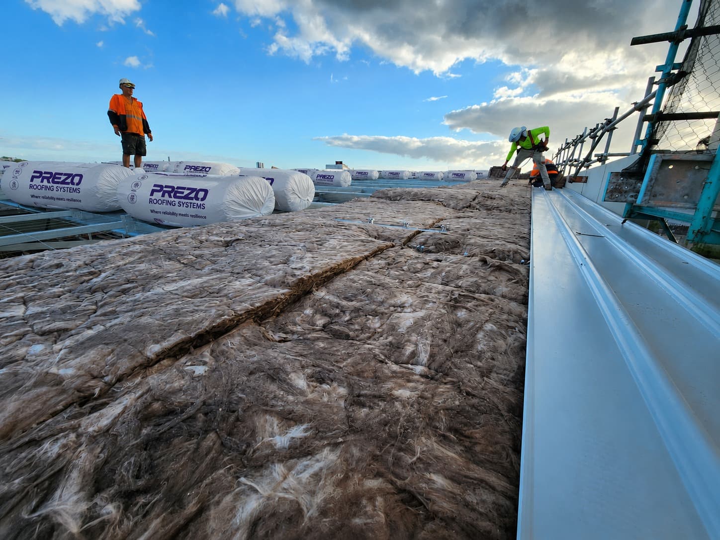 PREZO Roofing Systems insulation install on a commercial roof
